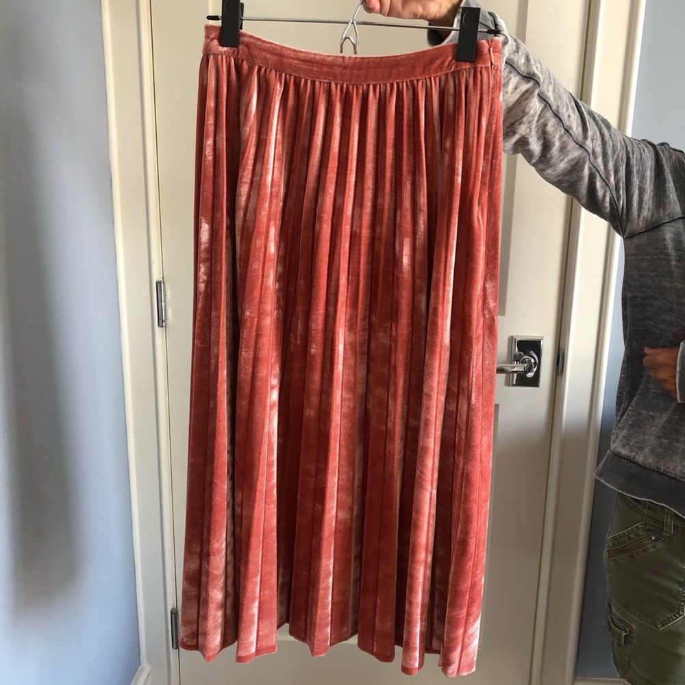 Pink Velvet Midi Skirt